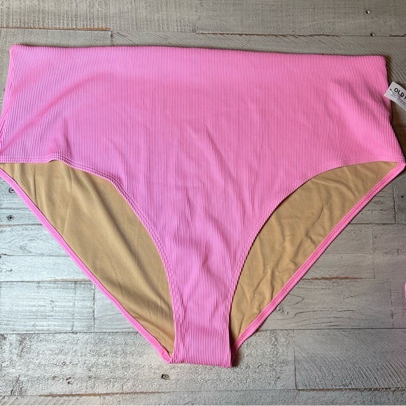 Old Navy Bikini 2 Pc Set 4XL Swimsuit Bathing Suit Pink Ribbed - Picture 11 of 15